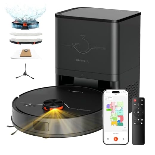 uninell Robot Vacuum and Mop Combo,Lidar Navigation Robotic Vacuum Cleaner with 3.5L Self Emptying Station,5000Pa Vacuum Robot,180mins Runtime,No-Go&No-Mop Zones,App/Alexa/Remote Control,UR3