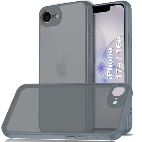 Image of TheGiftKart for iPhone 16e / iPhone 17e Case, Matte Frosted Hard Back Cover, Raised Edges for Camera & Screen Protection, Hybrid Shockproof Back Cover Case (PC & TPU, Translucent Grey)