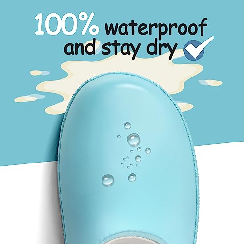 K KomForme Kids Rain Boots, Waterproof Rubber Matte Boots with Easy-on Handles3