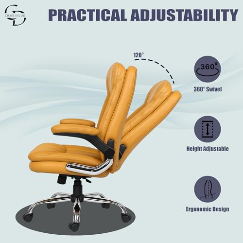 Image of ERGOLUX Premium Office Chair | Ergonomic High Back Boss Chair for Home Office, Home Office & Study | Height Adjustable Office Chair with Chrome Base | 1pc (Khaki)