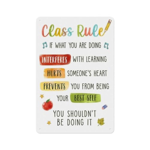 Metal School Value Reference Plate 12x8 Inch | Waterproof reminder plaque for homeschool office living room decor