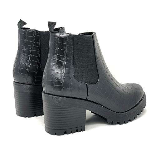 Image of Soda Top Shoes Jaber Ankle Boot W Lug Sole Elastic Gore and Chunky Heel
