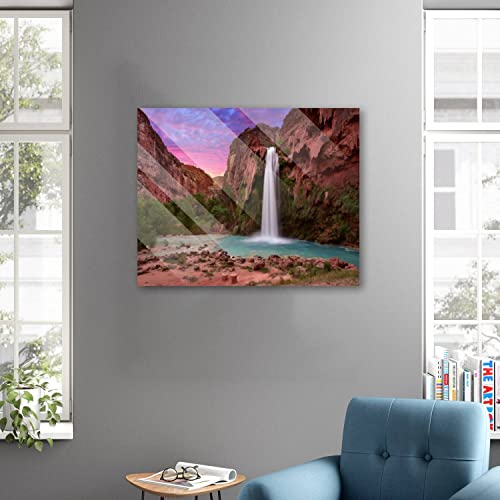 Xeajpjmgbq Tempered Acrylic Glass Wall Art Beautiful Havasu Falls In Havasupai Arizona Waterfalls And Modern Acrylic Artworks Picture Print Accent Decor For Living Room Bedroom Office Free Floating #TOP1