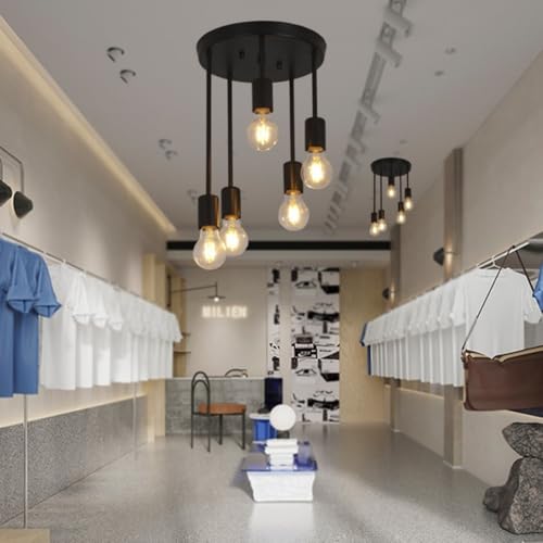 Lustre E27 en métal noir au design géométrique raffiné - 8