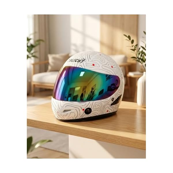 Lightweight Full Face Helmet for Man and Woman with Clear and Scratch Resistant Visor ISI Certified |Quick-Release Buckle|Bike Helmet (Colour: White)