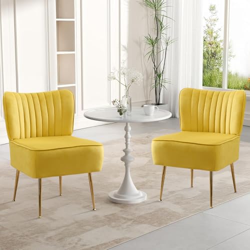 Sillón Plegable Terciopelo Amarillo miniatura 4