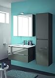 ALLIBERT Badmöbel-Set Badmöbel vormontiert Softclose-Funktion grau Spiegelschrank Waschtisch 80 cm