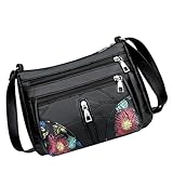 Ciieeo Bolso Bandolera Negro de Piel Sintética para Mujer y Niña Mini Bolso de Hombro Cremallera Multibolsillos y Diseño Ligero para Exteriores y Uso Diario