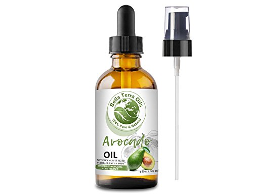 NEW Avocado Oil. 4oz. Cold-pressed. Unrefined. Organic. 100% Pure. Rich in Antioxidants. Hexane-free. Fights Wrinkles and Softens Hair. Natural Moisturizer. For Hair, Face, Body, Nails, Stretch Marks.