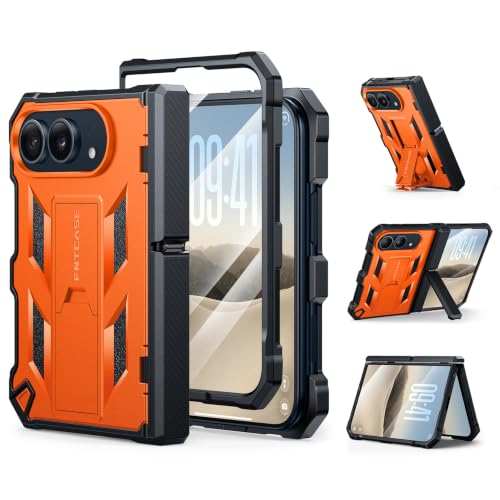FNTCASE for iPhone Duo Case with Built-in Screen Protector Orange