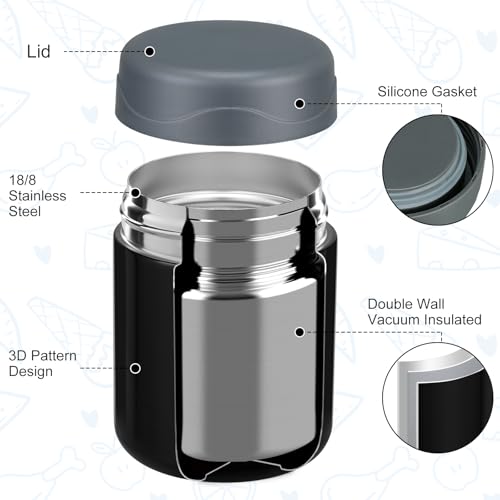 Image of wiwens 12oz 2 Pack Insulated Food Jar Set for Kids Soup Thermo Hot Food Lunch Container Wide Mouth Leak Proof Stainless Steel Vacuum Bento Box for School Office Travel Outdoors