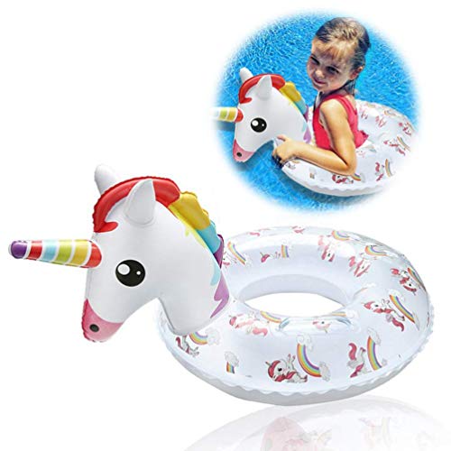Kiddy Inflatable Unicorn Swim Ring - Happytime 2019 Pool Swim Ring Toys with Handle Water Fun Beach Party Toys for 3 Up Years Olds Kids