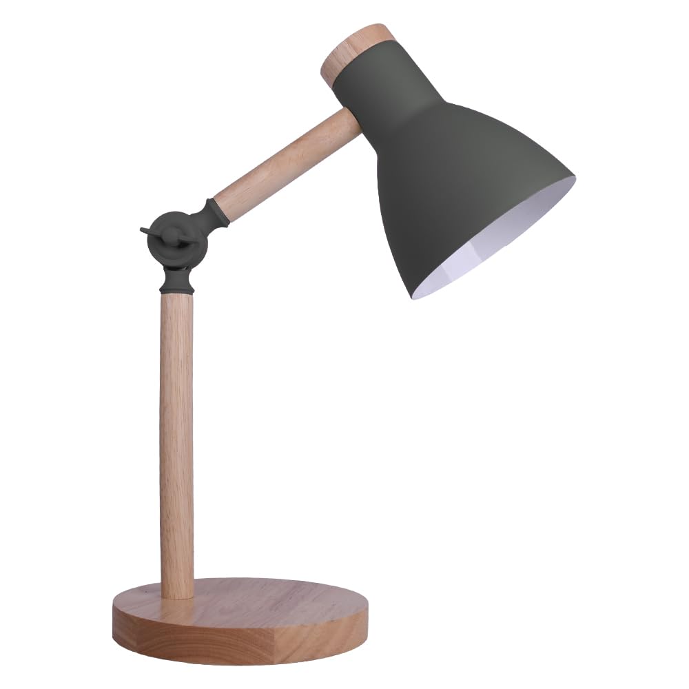 BEL AIR HOME - Lámpara Flexo de Escritorio - 1xE-27 de Madera y Metal - Diseño Moderno y Elegante para Oficinas y Escritorios de Casa - Altura de 47cm (No Incluye Bombilla) (GRIS)