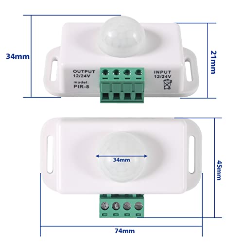Aitiao 3 Pack Dc 12V-24V Pir Motion Sensor Switch Led Motion Function Cotroller Sensor Switch For Kitchen Pantry Closet Wardrobe Bedroom Bathroom Led Strip Light,White #TOP1