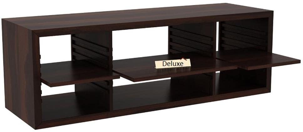 Image of AADITYA WOODS Sheesham Wood TV Stand with Door & Shelf Storage for Living Room Home Entertainment Unit Center Console TV Table Wooden Tv Cabinet| Drak Chocolate Finish-u22