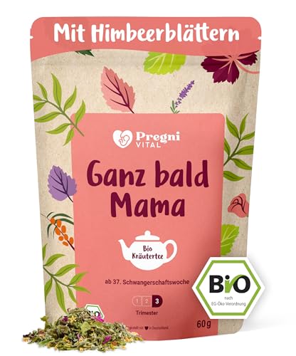 PregniVITAL Ganz Bald Mama – 100% BIO Schwangerschaftstee ab 37. SSW – Himbeerblättertee Schwangerschaft mit Frauenmantel – traditioneller Kräutertee für das Ende des 3. Trimester