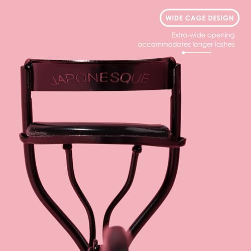 JAPONESQUE Pro Performance Lash Curler with Natural Arch for Sweeping Volume on Natural or False Lashes, Holds Curl for up to 8 Hours, Includes 1 Refill Pad