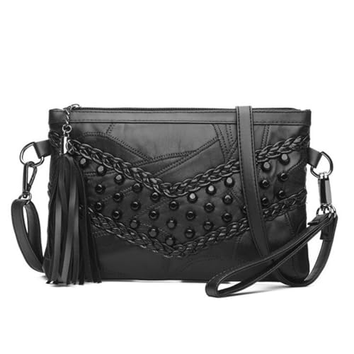 Shoulder bag Retro Rivet Envelope Shoulder Bag for Women - Small PU Leather Pouch Purse in Black
