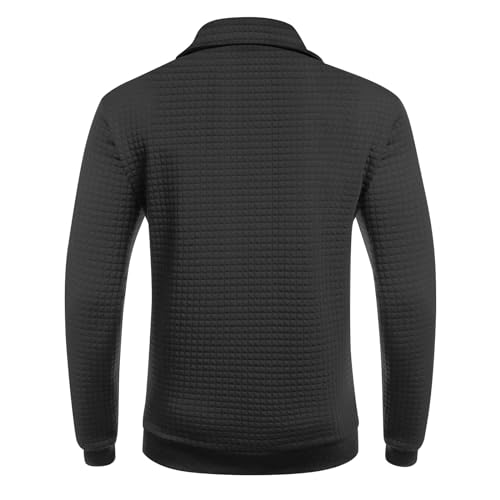 RTRDE Men's Sweatshirts Fashion Quarter Zip Sweatshirt Long Sleeve Solid Plaid Jacquard Pullovers Sweatshirts, S-4XL3