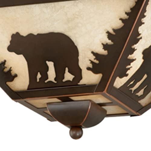 Vaxcel Cc55714Bbz Bozeman - Three Light Flush Mount, Burnished Bronze Finish With Amber Flake Glass #TOP3