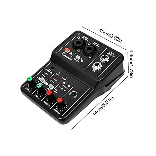 Mini Mixer Audio per PC Mixer USB 2 Canali Mixer Microfono/Chitarra XLR+6.35mm 3.5mm Stereo in 48V Phantom Power