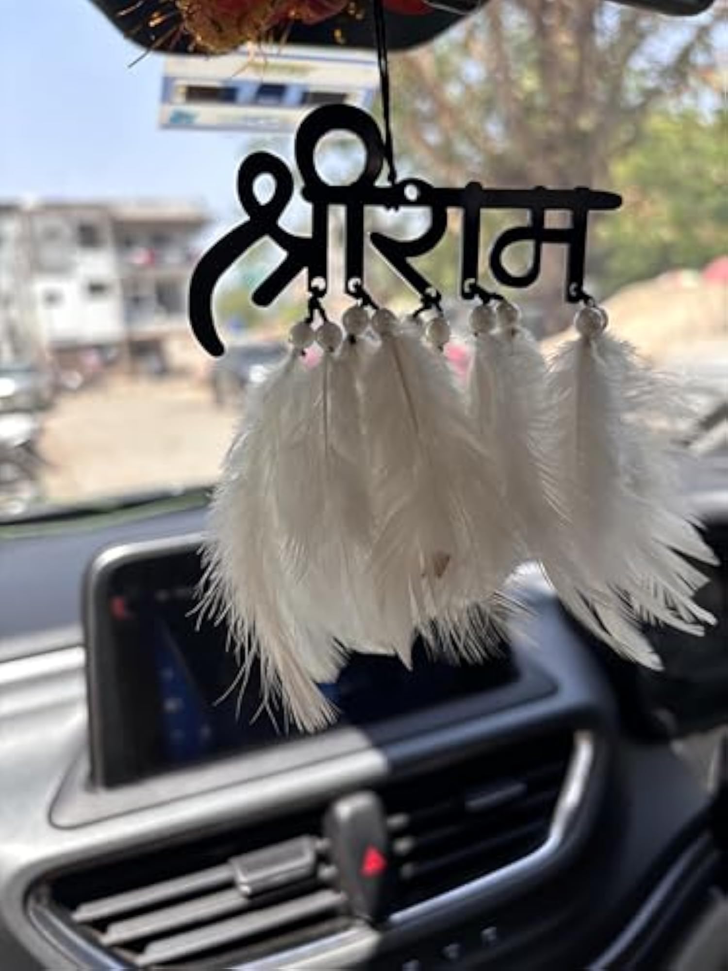 Decorative Shree Ram Sanskrit Wall Hanging with Feathers