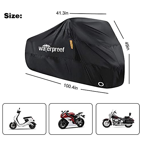 Farway Motorcycle Cover,210T Waterproof Motorbike Cover For Outside Storage Anti Dust Rain Uv Protection Mototcycle Covers With Lock-Holes Storage Bag #TOP1