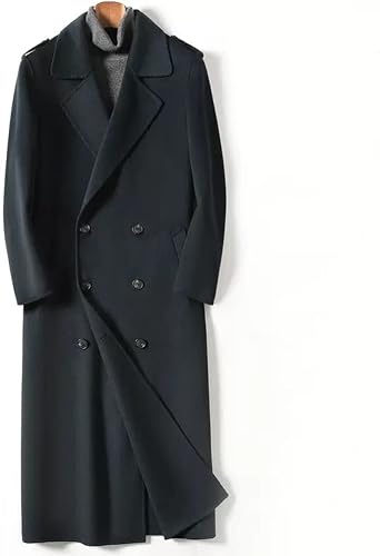 Tweed Coat Mens Double-breasted Long Double-sided Trench Autumn and Winter