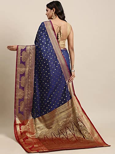 Image of Panzora Women's Banarasi Silk Saree With Unstitched Blouse Piece