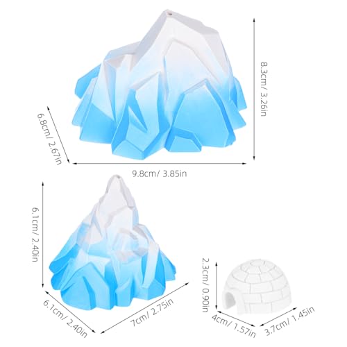 Image of Kisangel 3pcs Miniature Arctic Scene Figurines PVC Mini Glacier and Igloo Model Mountain Figurine Mini Glacier Crafts for Micro Landscape Decoration