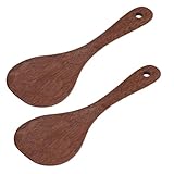 2pcs cuillère à riz en bois, cuillères de service de riz spatule à riz japonaise pagaie de riz cuisine pelle à riz en bois pour cuisine riz purée de pommes de terre(01)