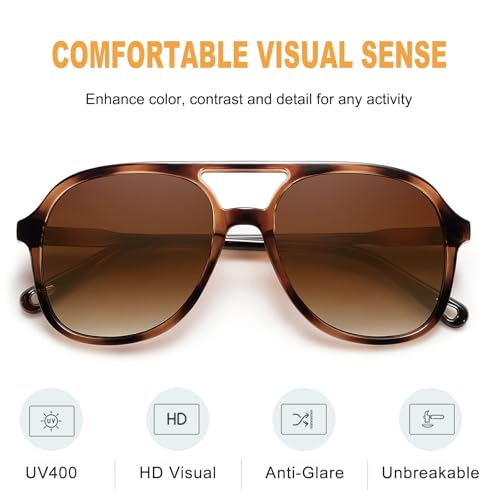 Arjien Polarized Aviator Sunglasses for Women Men - UV400 Protection Mens Womens Sunglasses, 70s Retro Trendy Square Aviators4