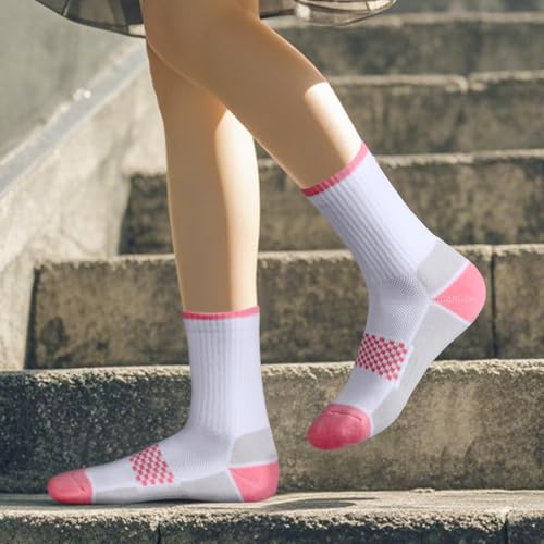 Image of YUEDGE Womens Socks Moisture Wicking Cushioned Crew Socks For Women, Performance Gym Tennis Training Athletic Socks, 5 Pairs