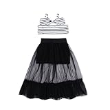 Kleinkind Kinder Baby Mädchen Sommer Outfits Kurzarm T Shirt Bluse Top Rüschen Tutu Rock Kleid Kleidung Set (Stripe, 1-2T)