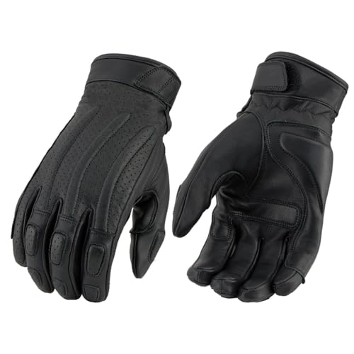 Image of Milwaukee Leather Men's Premium Leather Motorcycle Racing Gloves - Hand Protection, Gel Palm, Adjustable Fit - Medium