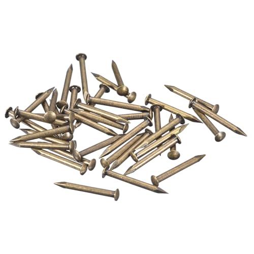 QUARKZMAN 35Pcs Clavos Pequeños, Tornillos de Madera 2x20mm(DxL) Cabeza Redonda de Latón, para Proyectos de Bricolaje en Madera, Cajas Decorativas y Hogartono Bronce