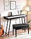 Clevich Klavierhocker Höhenverstellbar 48-58CM, Pianobank mit Stauraum, 73x35x48-58CM,Klavierbank mit PU Lederkissen, Klavierstuhl Heavy Duty, Tastatur Piano Bench bis 200KG Belastbar, Schwarz