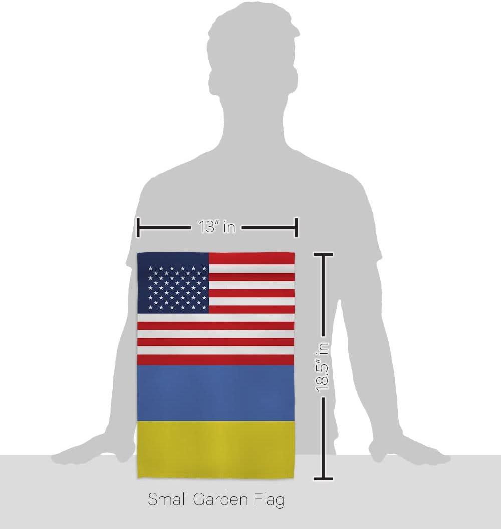 Ukraine US Friendship Garden Flag - Set with Stand Regional USA American Alliance World Country Particular Area - House Decoration Banner Small Yard Gift Double-Sided Made in 13 X 18.5
