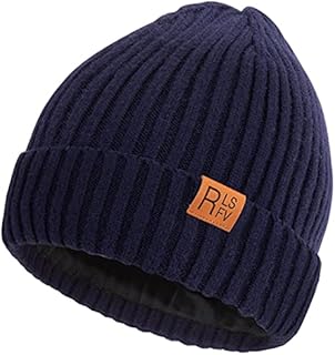 RLSFV Winter Beanie Hat Mens Womens Soft Feel Knit Hat Winter Hat Fleece Lining Thicken Hat Thermal Windproof Unisex Skullies Cap Slouchy Beanies