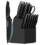XANAPON Knife Set, 14 Pieces Kitchen Knife Set, High Carbon German Stainless Steel, Dishwasher Safe Cutlery, Black
