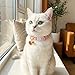 Xyembu 2 Pack Cotton Breakaway Cat Collar with Bell Pink and Gray Heart Shaped Cute Kitten Cat Collar Personalized Pink Strawberries and White Heart Shaped Pendant for Boy & Girl Cats