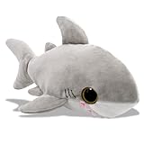 Puzzled Plush Shark Stuffed Animal - Soft Huggable Big Eyes Grey Shark, Adorable Playtime Shark Plush Toy, Cute Sea Life Cuddle Gifts, Soft Plush Doll Animal Toy for Kids & Adults - 6 Inch