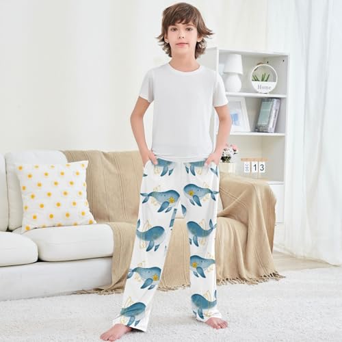 Boy's Pants Watercolor Whale Planet Star Jogger Pants Elastic Waist Long Bottoms Trousers with Pockets 6-14 Years 5