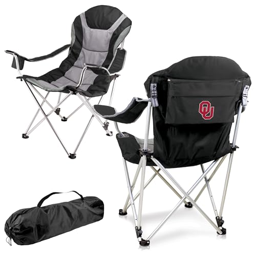 PICNIC TIME NCAA Oklahoma Sooners Reclining Camp Chair - Beach Chair for Adults - Sports Chair with Carry Bag
