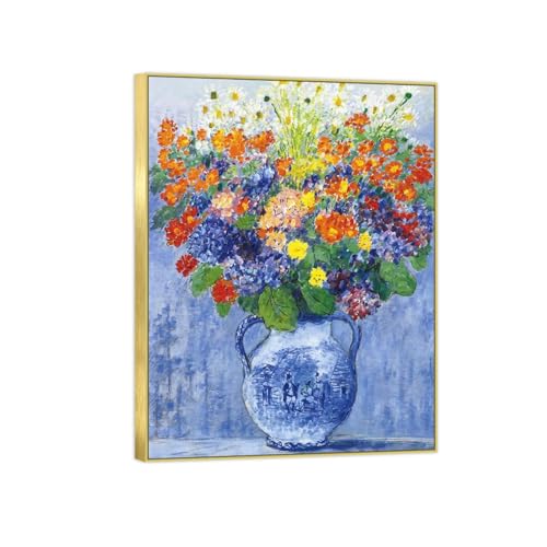 Peinture célèbre vase bleu décoration murale haut de gamme cadre doré 30x40cm