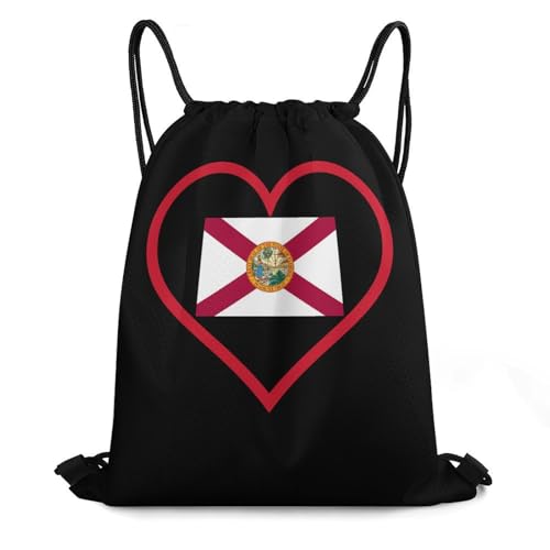 I Love Florida And Heart Drawstring Backpack Durable Sport Gym Bags Daypack for Men Women 35 * 42cm
