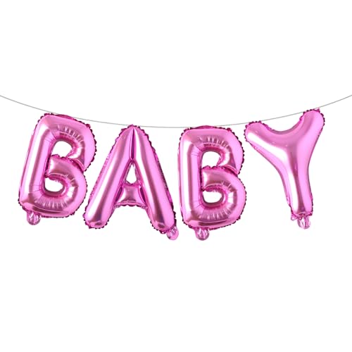 Image of 16 Inch Baby Letter Balloons Multicolor Foil Balloons BABY Balloons, 4 Pcs Foil Aluminum Balloon for kids Birthday, Baby Shower, Wedding, Gender Reveal Party Decorations (BABY Rose Red)