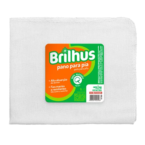 Pano de Pia em Algodão para Limpeza, Cor Branca, Linha Brilhus, Bettanin