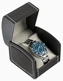 FuninCrea Watch Case, Single PU Leather Watch Travel Case Jewelry Storage Case Organizer with Removable Cushion, Portable Square Watch Box Bracelet Holder for Most Watches, Smart Watch (black)