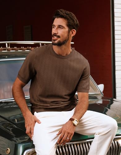 PJ PAUL JONES Men's T-Shirts Crewneck Short Sleeve Tee Textured Knit Pullover Tops2